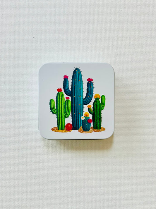 Cactus Watercolor Tin. (White)