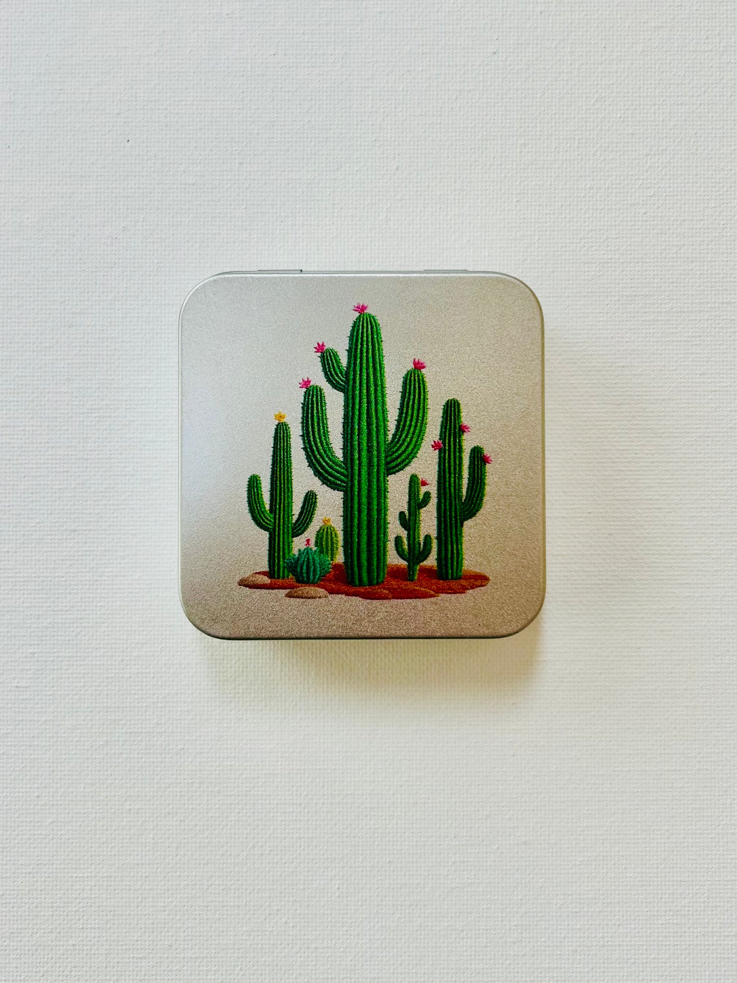 Cactus Watercolor Tin. (Silver)