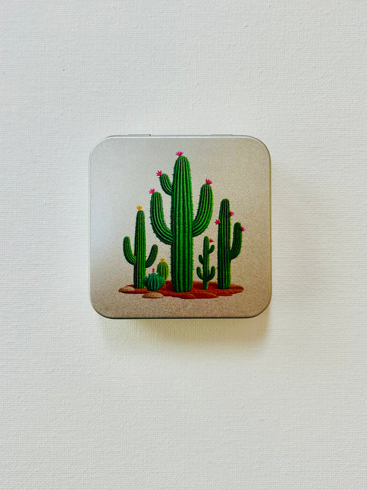 Cactus Watercolor Tin. (Silver)